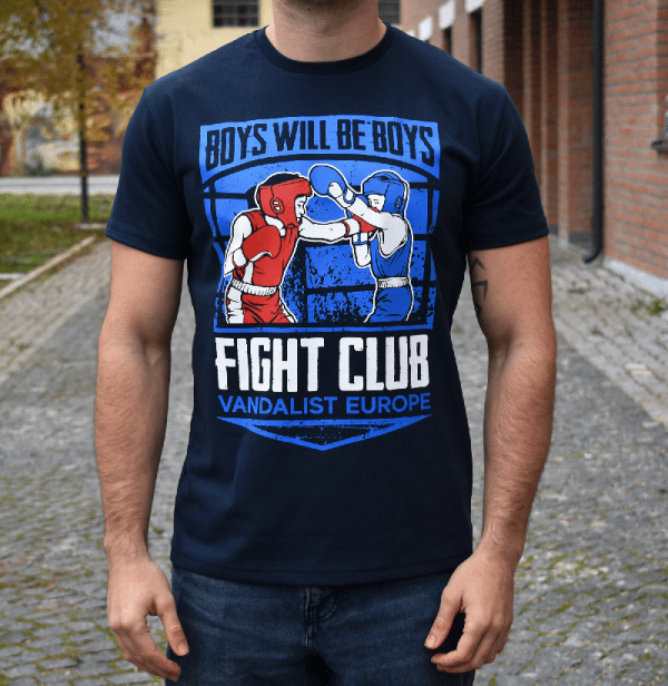 two boys boxing, boys will be boys, fight club slogan, vandalist europe