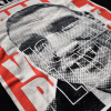 black t-shirt with red print of vinnie jones and inscription the violent player vandalist