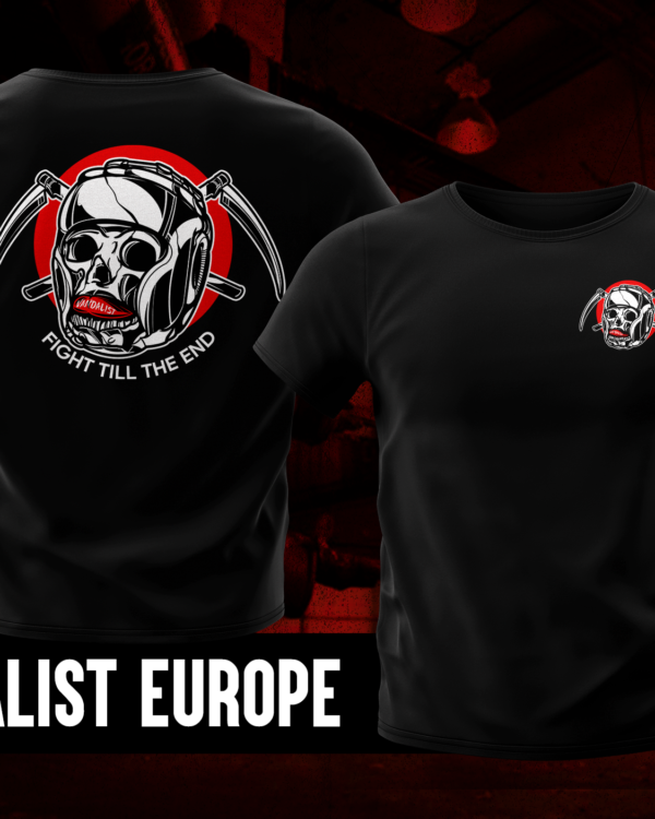 t-shirt mockup skull with boxing helmet red circle text fight till the end