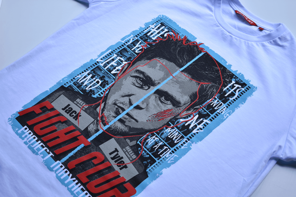 white tshirt wit print fight club movie brad pitt edward norton
