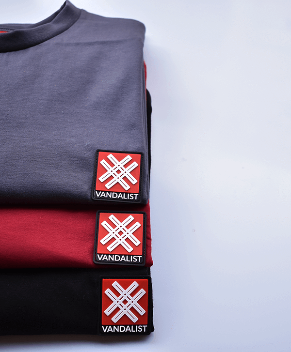 Vandalist 'Classic' t-shirts in three colors Dark grey, burgundy red and black.