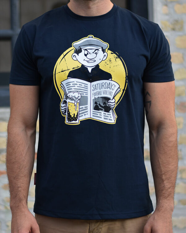 illustration of a man reading newspaper football vandalist streetwear