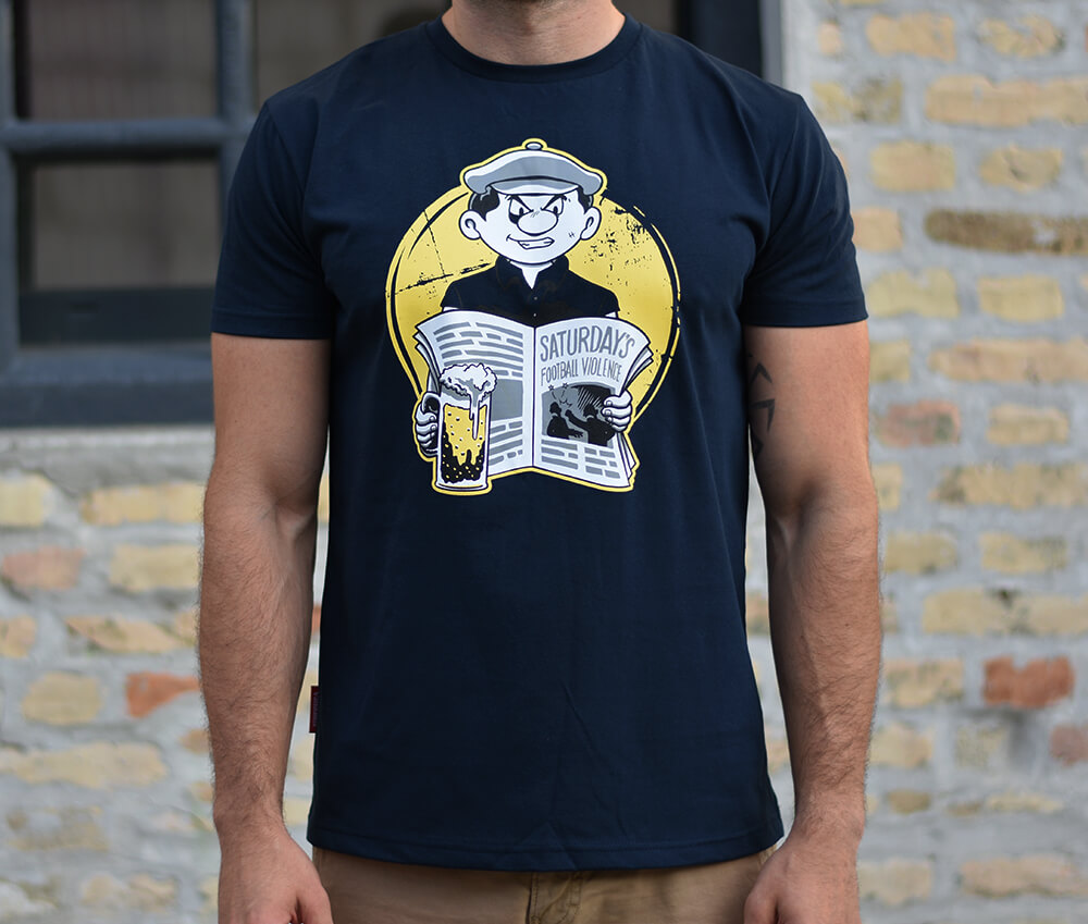 illustration of a man reading newspaper football vandalist streetwear