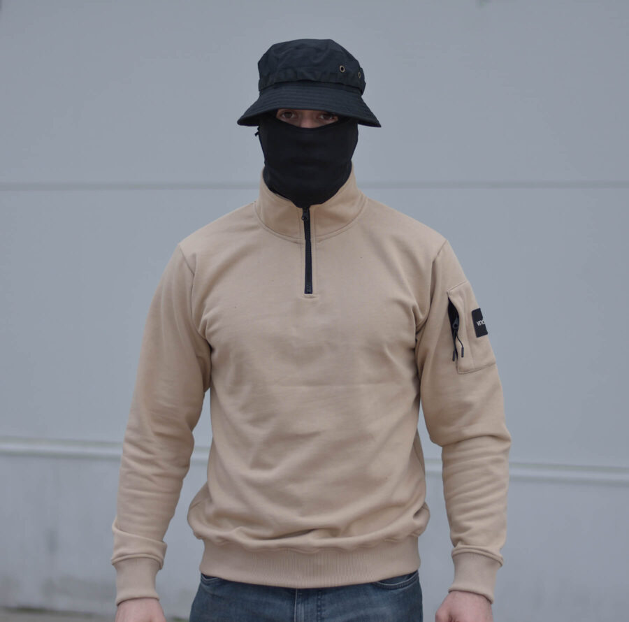 Urban Safari Sweatshirt vandalist beige 1/4 zip collar