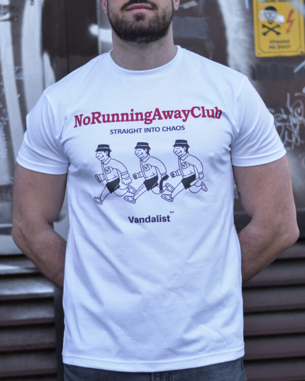 Vandalist no running away club t-shirt white color